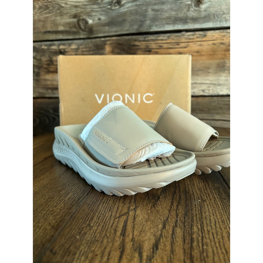 Vionic Rejuvenate Recovery Slide Sandals Cobblestone Beige Womens 5‎ 10899S2250